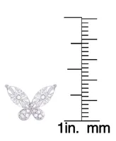 Diamond 1/10 ct. t.w. Butterfly Miracle Plate Stud Earrings in Sterling Silver