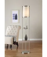 Artiva Usa Exeter Modern 63" Brushed Steel Floor Lamp with Glass Shelf