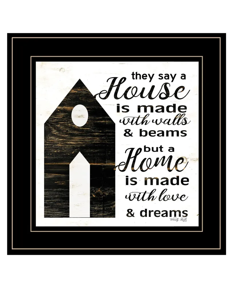 Trendy Decor 4U A House by Cindy Jacobs, Ready to hang Framed Print, Black Frame, 15" x 15"