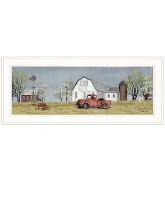 Trendy Decor 4U Spring On The Farm by Billy Jacobs, Ready to hang Framed Print, White Frame, 27" x 11"