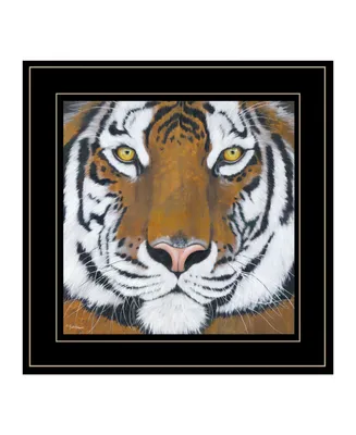 Trendy Decor 4U Tiger Gaze by Britt Hallowell, Ready to hang Framed Print, Black Frame, 15" x 15"