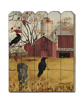 Trendy Decor 4U Autumn Gold by Billy Jacobs, Printed Wall Art on a Wood Picket Fence, 16" x 20"