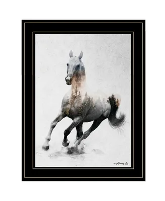 Trendy Decor 4U Galloping Stallion by andreas Lie, Ready to hang Framed Print, Black Frame, 19" x 15"