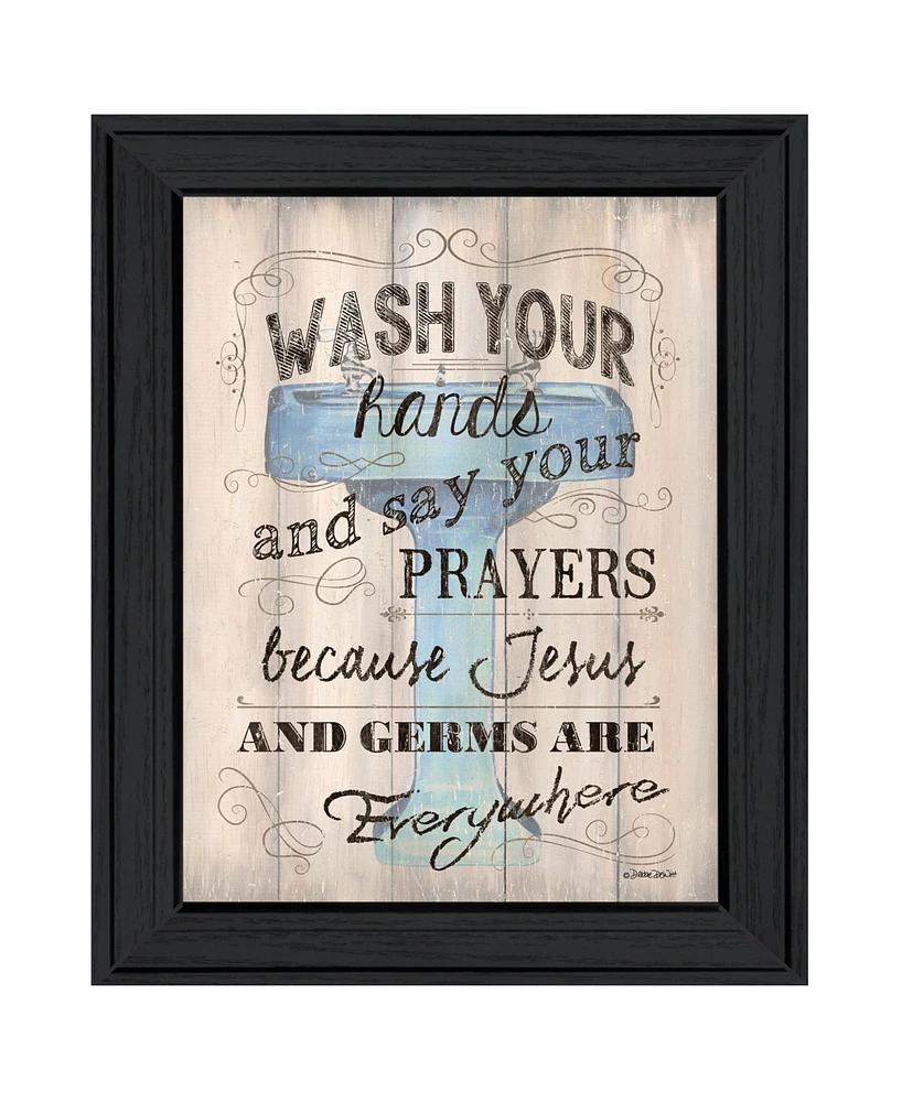 Trendy Decor 4U Bathroom Humor by Debbie DeWitt, Ready to hang Framed Print, Black Frame, 15" x 19"