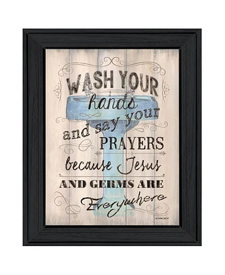 Trendy Decor 4U Bathroom Humor by Debbie DeWitt, Ready to hang Framed Print, Black Frame, 15" x 19"