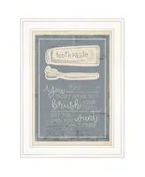 Trendy Decor 4U Brush Teeth by Misty Michelle, Ready to hang Framed Print, White Frame, 15" x 21"