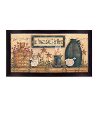 Trendy Decor 4U It's Always Good to Be Home By Mary June, Printed Wall Art, Ready to hang, Black Frame, 32" x 18"