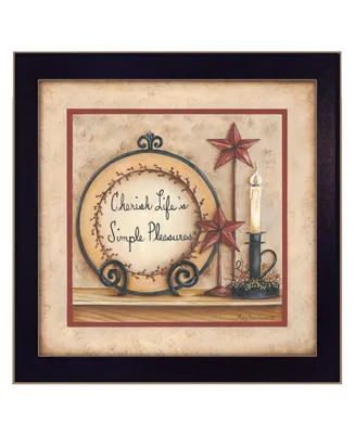 Trendy Decor 4U Simple Pleasures By Mary June, Printed Wall Art, Ready to hang, Black Frame, 14" x 14"