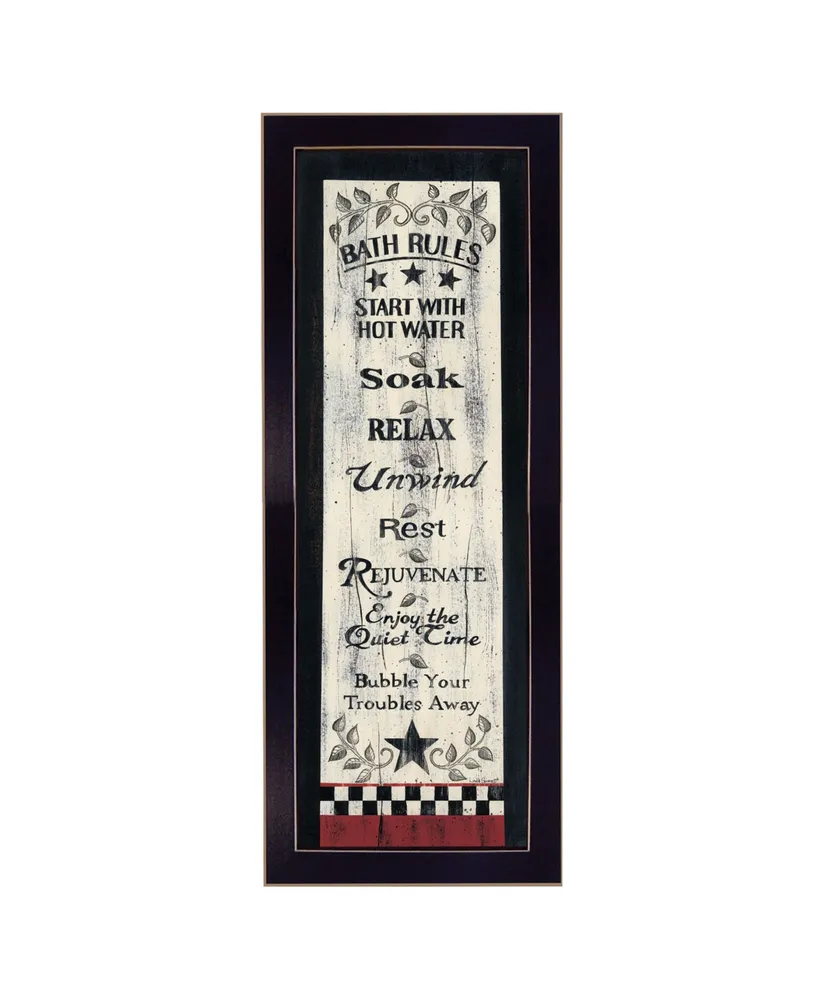 Trendy Decor 4U Bath Rules By Linda Spivey, Printed Wall Art, Ready to hang, Frame