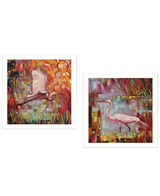 Trendy Decor 4U Everglades Gliders Collection By Ed Wargo, Printed Wall Art, Ready to hang, White Frame, 14" x 14"