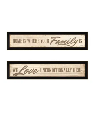 Trendy Decor 4U Love, Family and Friends Collection By Lauren Rader, Printed Wall Art, Ready to hang, Black Frame, 76" x 8"