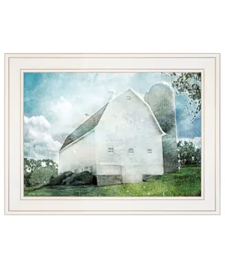 Trendy Decor 4U White Barn by Bluebird Barn, Ready to hang Framed Print, White Frame