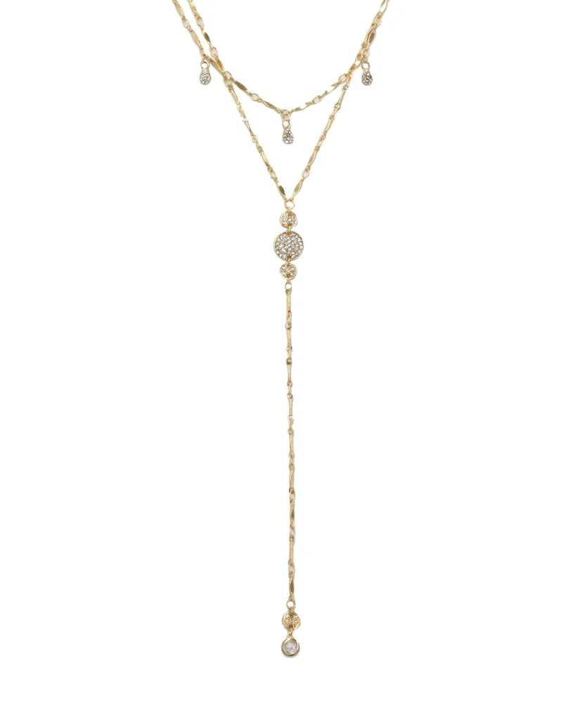 Ettika Carmine Layered Crystal Lariat Necklace