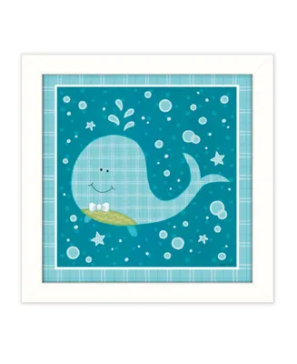 Trendy Decor 4U Beetle and Bob Baby Whale By Annie LaPoint, Printed Wall Art, Ready to hang, White Frame, 14" x 14"