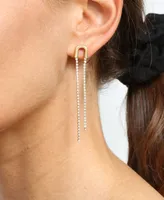 Ettika Double Crystal Chain Drop Earrings