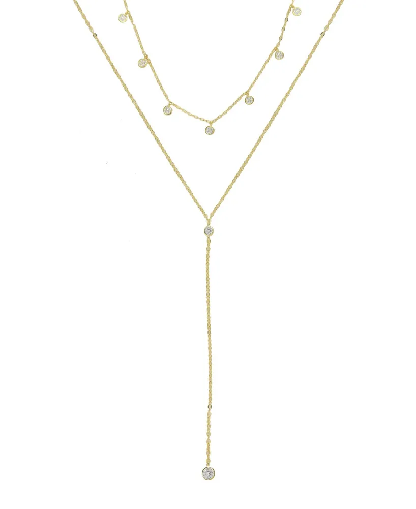 Ettika Simplistic Crystal Layered Lariat Necklace Set