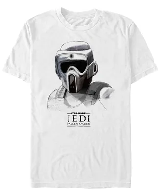 Star Wars Men's Jedi Fallen Order Scout Trooper Mask Sketch T-shirt