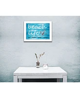 Trendy Decor 4U Beach Life By Cindy Jacobs, Printed Wall Art, Ready to hang, White Frame, 14" x 10"
