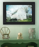 Trendy Decor 4U White Barn by Bluebird Barn, Ready to hang Framed Print, Black Frame, 19" x 15"