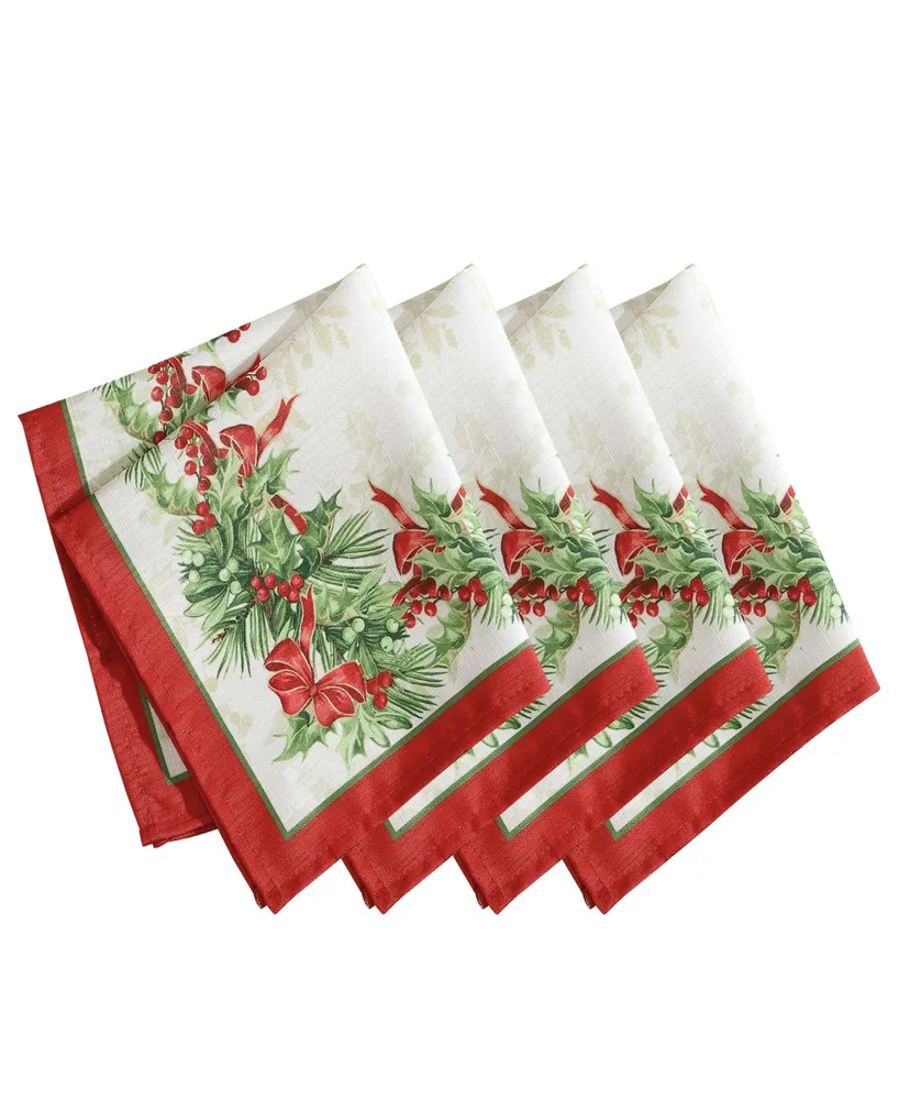Elrene Holly Traditions Holiday Napkins, Set of 4