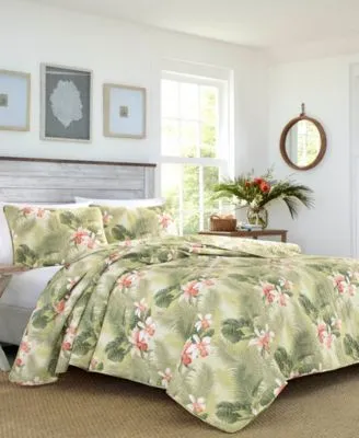 Tommy Bahama Tropical Orchid Palm Green Quilts