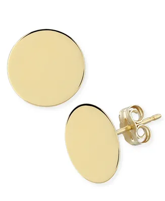 Flat Disc Stud Earrings in 14k Gold (13mm)