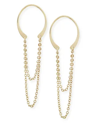 Horseshoe Chain Drop Earrings Set in 14k Gold