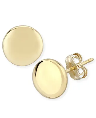 Flat Round Stud Earrings Set in 14k Yellow Gold (8mm)