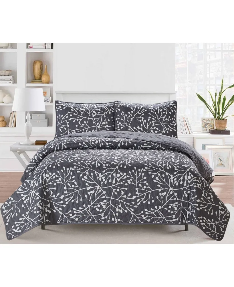 Laura Ashley Brompton Cotton Reversible 3 Piece Quilt Set, King