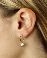 Dangle Star Hoop Earrings in 14k Yellow Gold