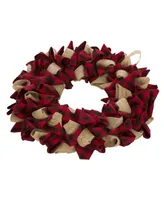 Glitzhome 18.9"D Plaid Fabric Wreath