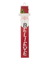 Glitzhome 42" H Christmas Believe Wooden Santa Porch Sign