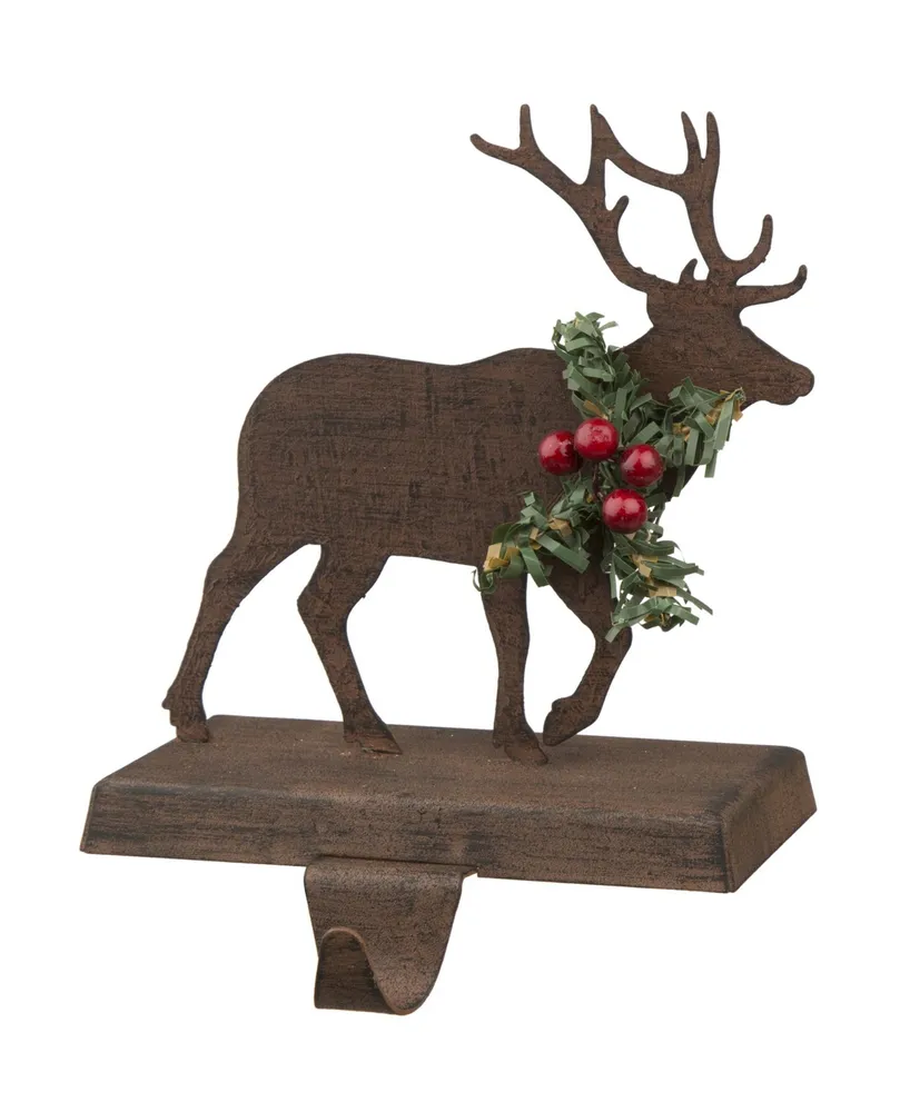 Glitzhome 6.50" H Wooden Reindeer Stocking Holder