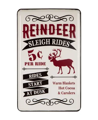 Glitzhome 23.62" H Farmhouse Enameled Metal Reindeer Wall Sign