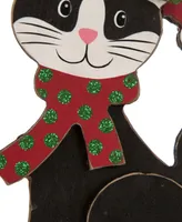 Glitzhome 7.76" H Wooden Cat Stocking Holder