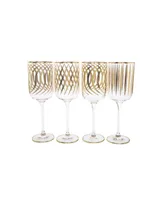 Classic Touch Set of 4 Mix and Match Design Water Glasses with 24K Gold Design