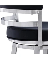 Madrid 30" Bar Height Swivel Gray Artificial leather and Brushed Stainless Steel Stool