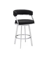 Saturn 30" Bar Height Swivel Gray Artificial leather and Brushed Stainless Steel Stool