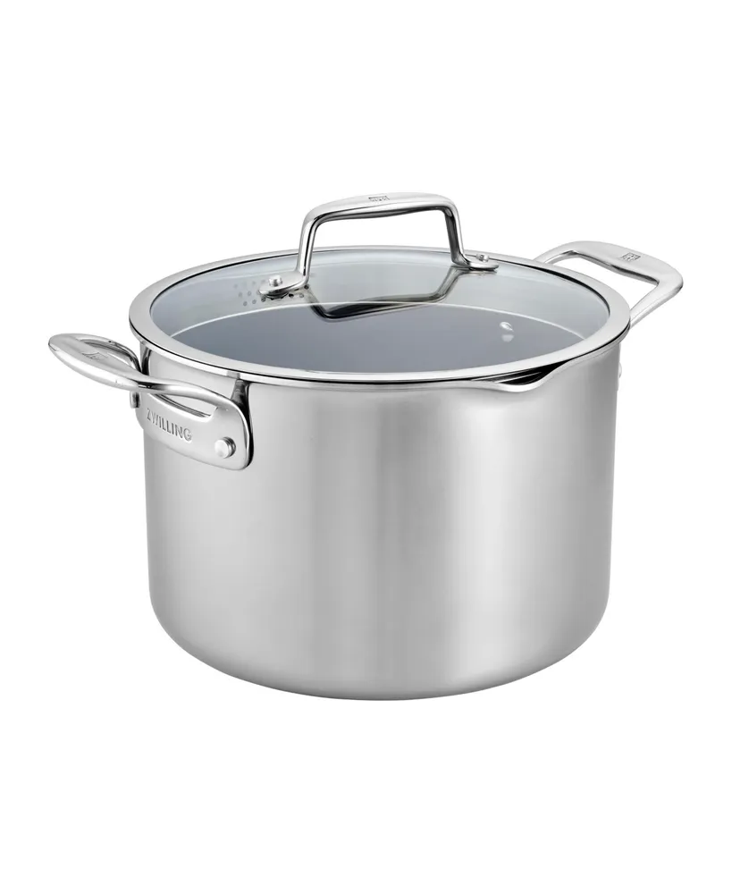 Zwilling Clad Cfx 8-Qt. Stock Pot with Strainer Lid and Pouring Spouts