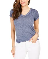 Style & Co Women's Burnout V-Neck T-Shirt, Created for Macy's