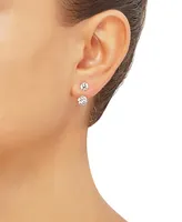 Cubic Zirconia Top & Wire Drop Earrings in 14k Gold