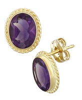 Gemstone Twist Gallery Stud Earring Set 14k Gold