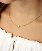 Sideways Cross Necklace Set in 14k Gold