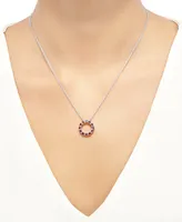 Ruby (1-1/5 ct. t.w.) & White Topaz (1/10 ct. t.w.) Circle 18" Pendant Necklace in Sterling Silver