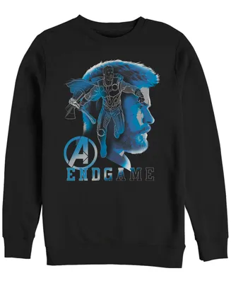 Marvel Men's Avengers Endgame Thor Side View Silhouette, Crewneck Fleece