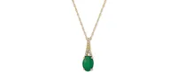 Emerald (7/8 ct. t.w.) & Diamond (1/20 ct. t.w.) 18" Pendant Necklace in 10k Gold