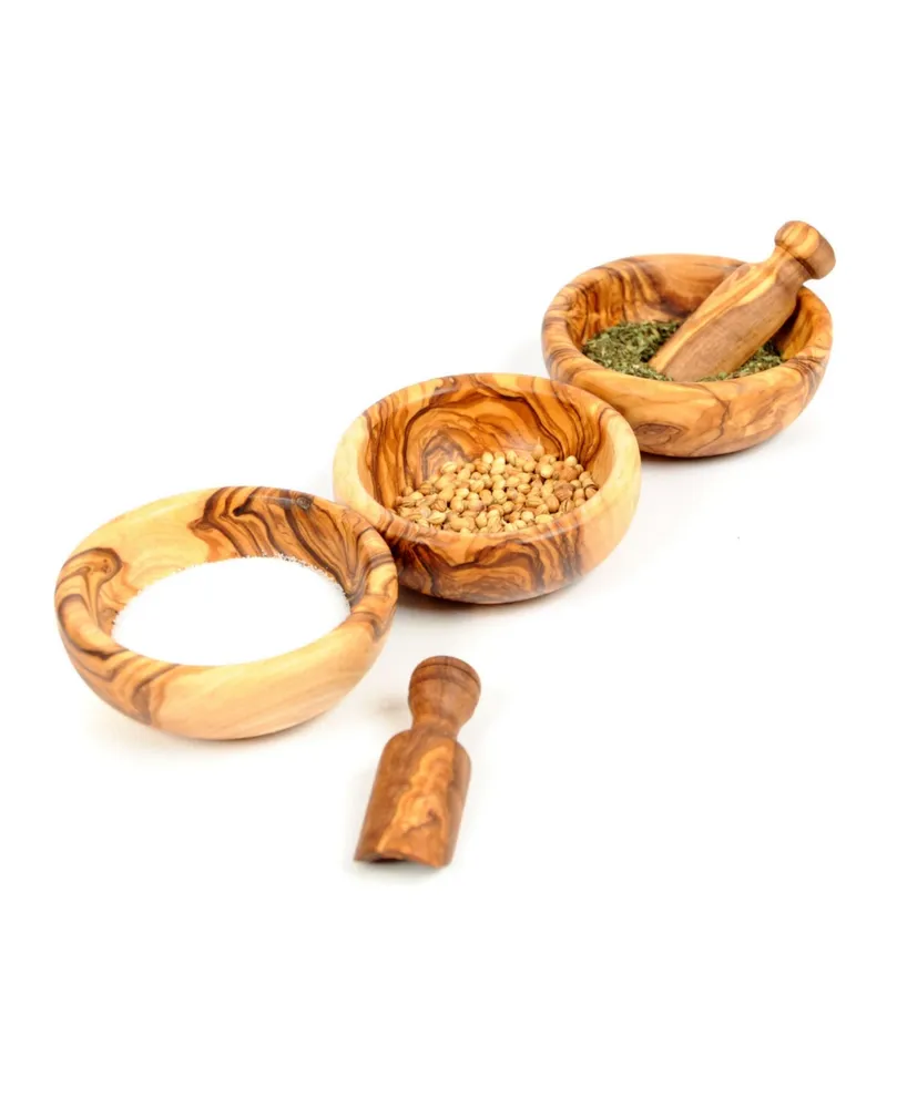 BeldiNest Wooden Spice Bowls, Set of 3 Mini Bowls