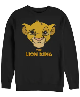 Disney Men's Lion King Young Simba Face, Crewneck Fleece