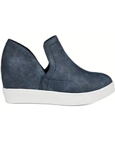 Journee Collection Women's Cardi Cut-Out Platform Wedge Sneakers