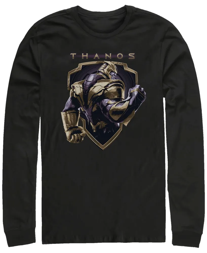 Marvel Men's Avengers Endgame Thanos Shield Strong Pose, Long Sleeve T-shirt